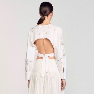 NWT Sandro Donie floral beaded poplin cropped top size 4 (Large)